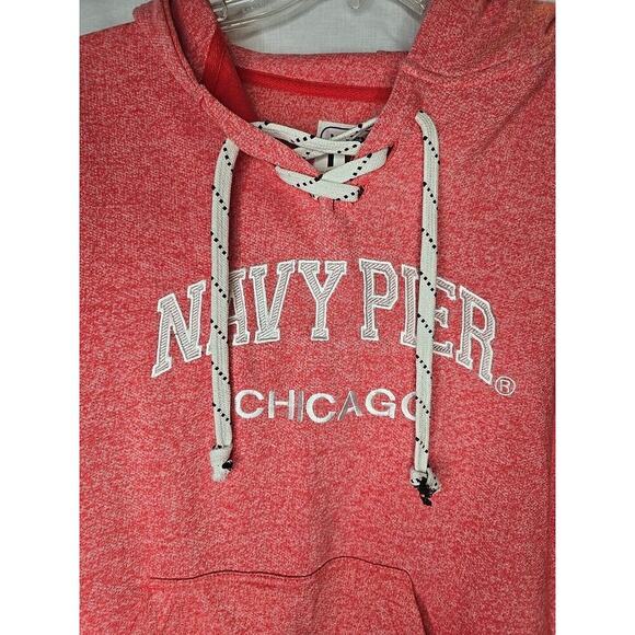 New With Tags Vineyard Authentic Navy Pier Chicago Hoodie Medium Red White - Picture 2 of 5